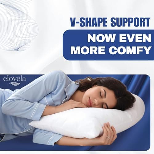 ELOVELA Orthopaedic V Pillow with Pillowcase – Super Soft & Hypoallergenic V Shape Pillow for Nursing, Maternity & Pregnancy Support – Ideal for Every Sleeping Position - Machine Washable (White) — view 4