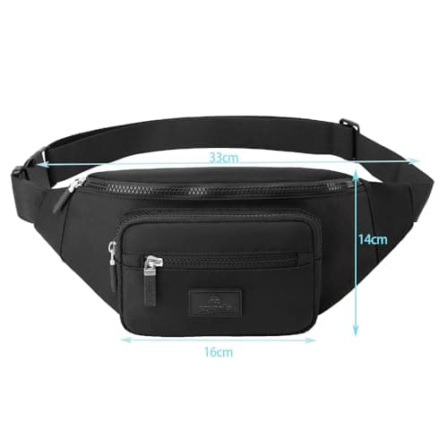 Bumbags for Ladies Bum Bag Fanny Pack Men Women Waist Pack Lightweight Adjustable for Running Walking Hiking Jogging (Black) — view 5