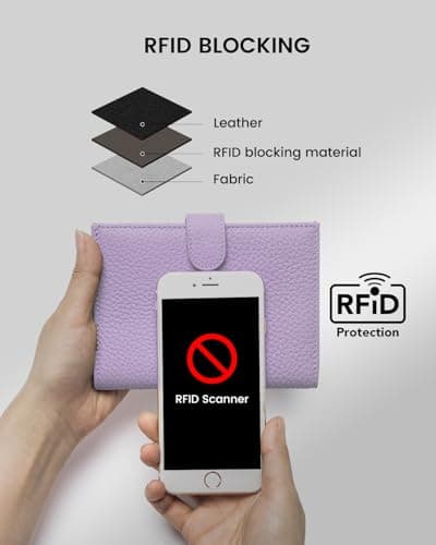 Karmiir RFID Passport Holder Travel Wallet Compact for Women, Leather Passport Cover Wallet with Card Holders SIM Slots,Zippered Coins Pocket and Cash Compartment Slim Travel Wallet, Light Purple, — view 4