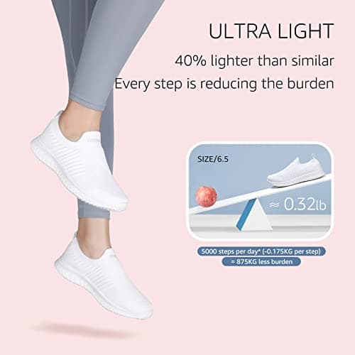 Womens Nordic Walking Shoes Casual Trainers Comfortable Nurse Shoes Lightweight Running Shoes Fashion Mesh Tennis Sneaker Athletic Outdoor Sport Shoes White UK 4 — view 5