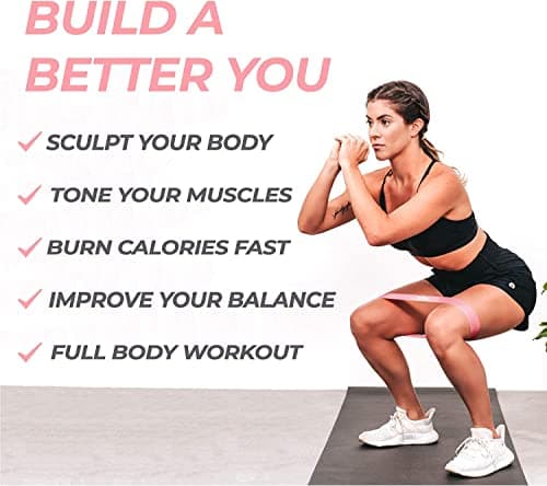Coresteady Resistance Bands Set of 5 - Mini Fitness & Loop Exercise Band for Men & Women - Yoga, Body & Gym Sport Resistance Loop Bands for Strength, Muscle & Tone - With E-Guide & Travel Bag — view 3