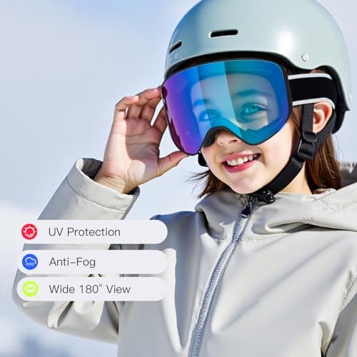 EasYoung Kid Ski Goggles, Snowboard Goggles for Boys Girls Junior, Skiing Goggles with Magnetic Replacement Lens, UV Protection, Anti-fog, Helmet Compatible for Skiing — view 6
