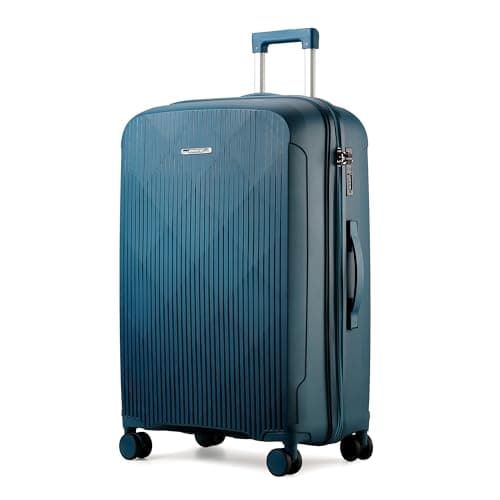 Aerostar 28” Large Lightweight PP Hard Suitcase 4 Silent Spinner Wheels Check-in Luggage Integrated TSA Combination Lock for 20 to 23kg (Teal, 100 Litre)