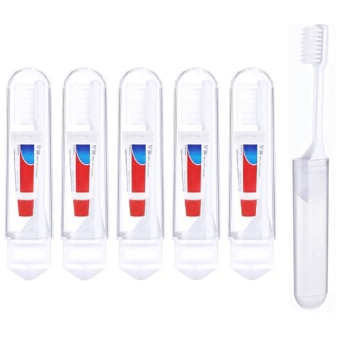 XdealCozyxc 5pcs Travel Toothbrush Set, mini Toothpaste Travel Size