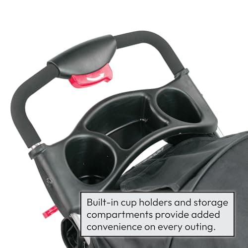 KCT Hooded Foldable Pet Dog Cat Stroller Black- 4 Wheel Travel Carriage with Safety Leash, Canopy, Cup Holder, Storage Tray — view 4