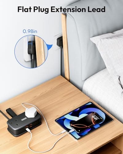 NTONPOWER 65W Travel Extension Lead, Travel Essential Camping Essentials Cruise Essentials with 2 Way Outlets 4 USB（2 Type C) for Cruise Travel Essential Hotel — view 6