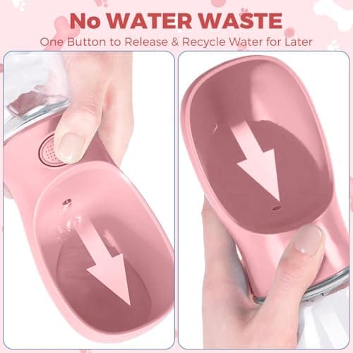 Dog Water Bottle for Walking,350ml Dog Travel Water Bottle, Portable Pet Water Dispenser Antibacterial Food Grade Leak Proof Dogs Cat Drink Bottles, Pet Outdoor Drinking Cup Gift - Pink — view 4