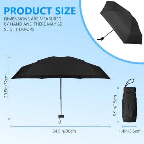 Aolso Mini Travel Umbrella - Folding Sun & Rain Umbrella with Capsule Case, Windproof, UV Protection, Portable for Men & Women (Black) — view 2