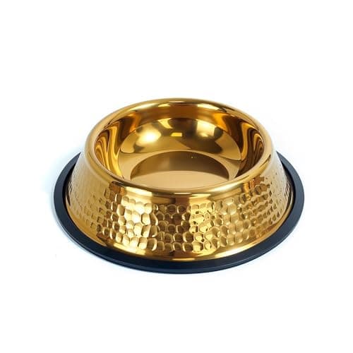 Stainless Steel Dog Bowl,Dog Feeding Bowls, Non-Slip Stainless Steel Dish(Gold)