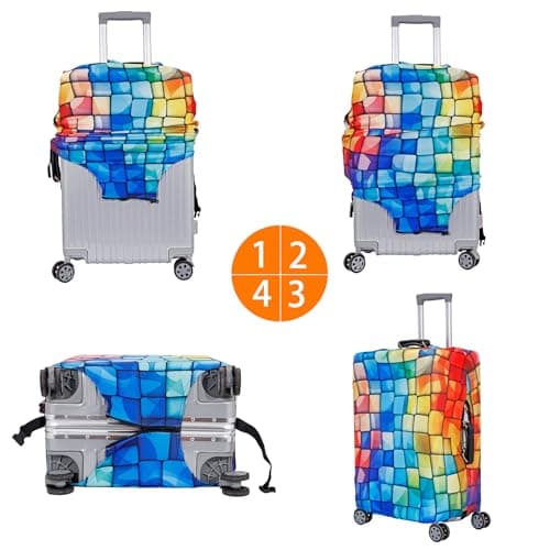 Tripnuo Elastic Thicker Luggage Cover for Trunk Case Apply to 18''-32'' Suitcase,Suitcase Protective Cover Travel Accessories (Block, L) — view 6