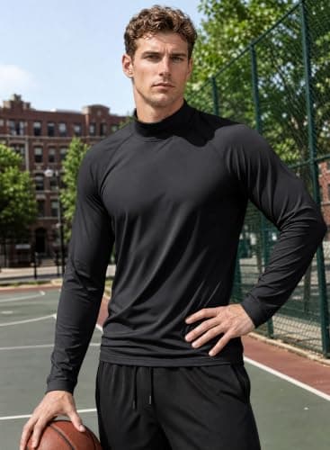 MAGCOMSEN Men's Thermal Tops Winter Fleece Shirts Warm Base Layer Black, M — view 2