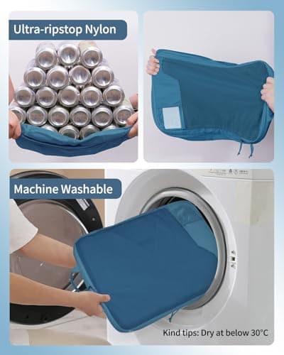 ECOHUB 4pcs Compression Packing Cubes, Suitcases Organiser Bag with Tag, Recycled Travel Bags Organiser for Backpack, Tear-resistant Packing Organiser for Carry On Luggage, Blue Green (Patent Pending) — view 4