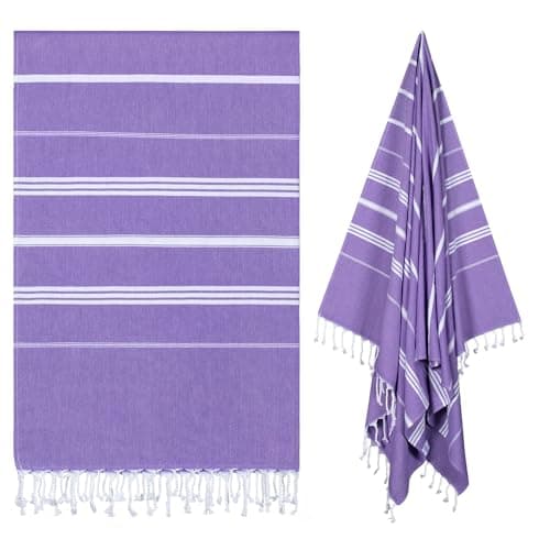 Ouxiaobai Turkish Beach Towel Oversized - 40"x70" Quick Dry Sand Free Thin Beach Towels for Adults, Extra Large Lightweigh Travel Towel(Purple)