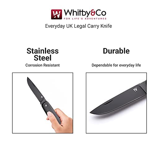 Whitby Pocket Knife, Stainless Steel Folding Knives Black Pakkawood Handle — view 2