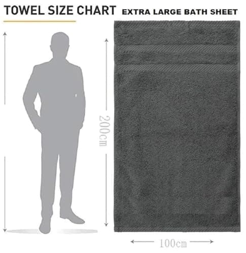 LoomTrove Pack of 2 Extra Large Jumbo Bath Sheets 100 x 200 cm 100% Egyptian Combed Cotton XL Towels Quick Dry Big Bath Sheet Super Soft Hotel Quality Towels Set (Charcoal Grey) — view 5