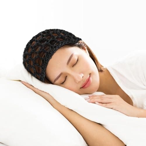 CIYODO Women Mesh Crochet Hair Net 4 Pack Cloth Sleep Cap Black — view 4