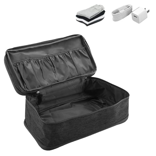 AKLOSIPY Portable Travel Storage Underwear Bra Socks Bag USB Cable Tech Accessory Case – Compact .5” X .5” X 3.” Multi-Compartment Packing Pouch for Women Men Digital Nomads Gym Business (Black)