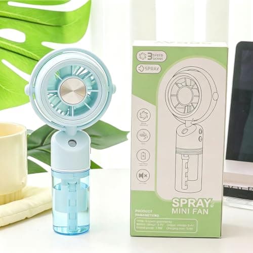 JytxhgzrVZ Portable Fan with Water Mist Spray, Mini USB Hand Fan Rechargeable, Fans Cooling Water Fan Handheld for Outdoor Indoor Summer Holiday Office, Travel Essentials (Blue) — view 6