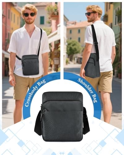 BROTOU Large Unisex Crossbody Shoulder Bag, Waterproof Chest Bag with Wide Adjustable Strap, Casual Chest Sling Bag, Travel Hiking Daypack (Grey) — view 6
