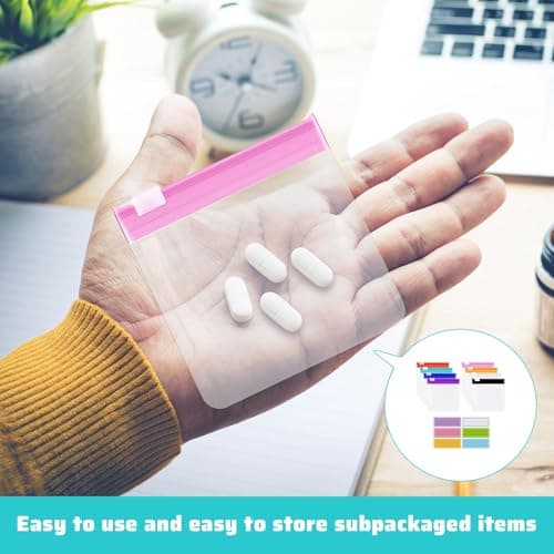 22Pcs Pill Pouch Bags Set,Zippered Pill Pouches with Label Reusable,Medicine Bag for Travelling,Zippered Pill Pouches,Clear Plastic Portable Pill Baggies for Pills Storage — view 4