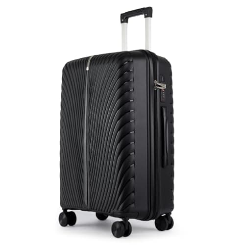 Fly Kite Luggage 28 Inch Large Suitcase 100% Polypropylene Hard Shell with Aluminium Trolley Handle Real TSA 3 Digit Secure Lock 360° Smooth Wheels Lightweight Suitcase|Black