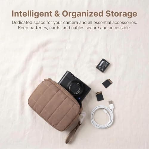 Naapesi Digital Camera Case, Lightweight Waterproof Crossbody Camera Bag, Small Protective Camera Pouch Compatible with Canon PowerShot/Sony RX100/GoPro, for Battery and Other Accessories (Khaki) — view 4