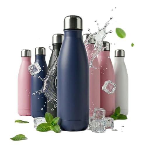 A2Z Stainless Steel Water Bottle 500ml Vacuum Insulated Flask Double Wall Leakproof Reusable Drinks Bottle for Hot & Cold Drinks Gym Travel 27x7cm 0.36kg Black Navy Pink Beige