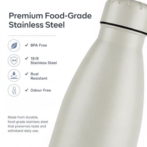 ORVELLA Stainless Steel Water Bottle with Vacuum Insulation 500ml - Stone Grey — view 3