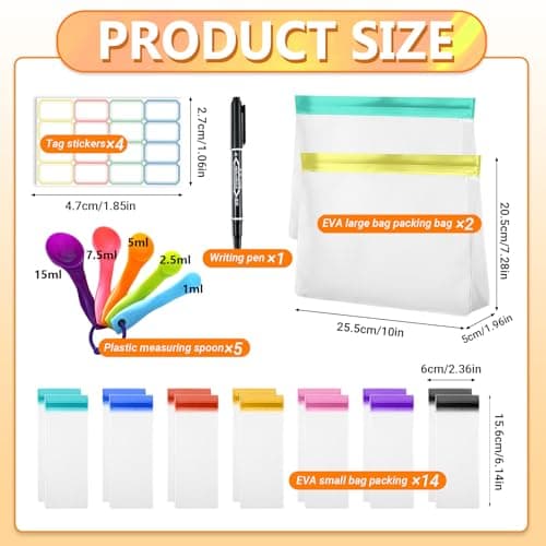ZVRSUA Protein Powder Travel Container Set, 23 Pcs, Reusable Protein Powder Container to Go, Portable Waterproof, Portable Refill Container with Measuring Spoon — view 2