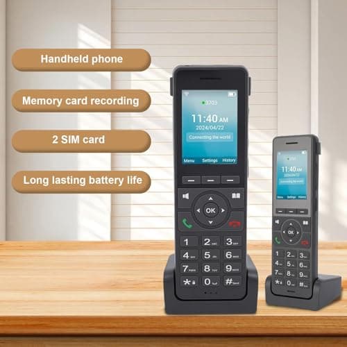 Topiky 4G LTE Portable WiFi Phone, Cordless VoIP Telephone with SIM Card Slot 3 SIP Accounts 3 Way Conference Calls 2.4 Inch Color Screen, for Home Office (EU Version) — view 4