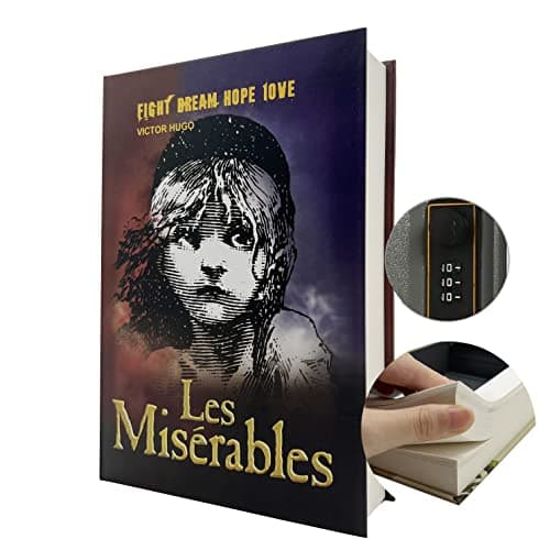 Real Paper Transfer Book Safe for Jewellery, and Hollow with Hidden Compartment, Key and Combination Lock (Les Miserables, Combination Lock)
