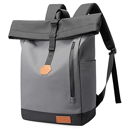 BANGE carry on Backpack roll top Laptop Backpack Waterproof for Men and Women travel Backpack Cabin Size for Airplanes(gray)