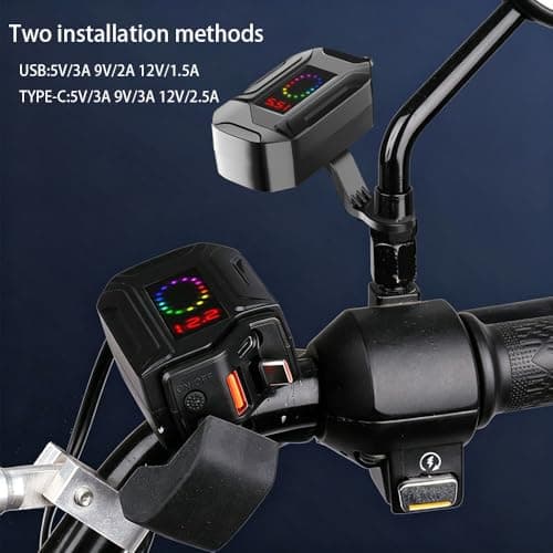 LGBWF Motorcycle USB Charger for Royal Enfield Bullet 500 Limited Edition 2018 Motorbike Power Adapter 3-in-1 Fast Charging Voltage Display Motorcycle Multi Port Charger — view 5