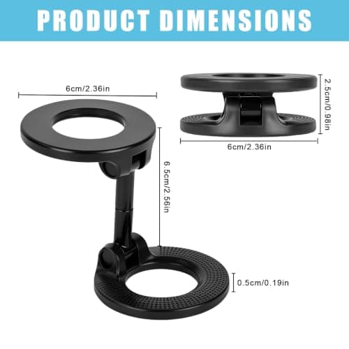 PYserne Magnetic Phone Holder with 2 Metal Rings, Double-Head Car Phone Holder 360° Adjustable Car Mount Foldable for Your Car Gym Mirror Flat Ultra-Stable Grip for All Smartphones — view 2