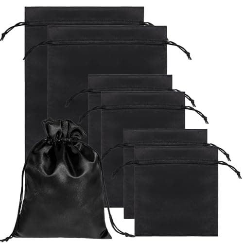 Soft Satin Drawstring Pouch, 6 Pcs Adjustable Jewellery Gift Bag Storage Soft Storage Bags Adult Toy Storage-Bags for Women Men Couples Toy Underwear Cosmetic Sunglasses Travel Camping(3 Sizes Black)