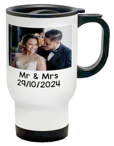 Shopagift Personalised Travel Mug Photo Image Text Logo Business Company Coffee Tea Cup Gift Birthday Mothers Fathers Day Mum Dad Family Retirement Work Colleague Boss — view 4