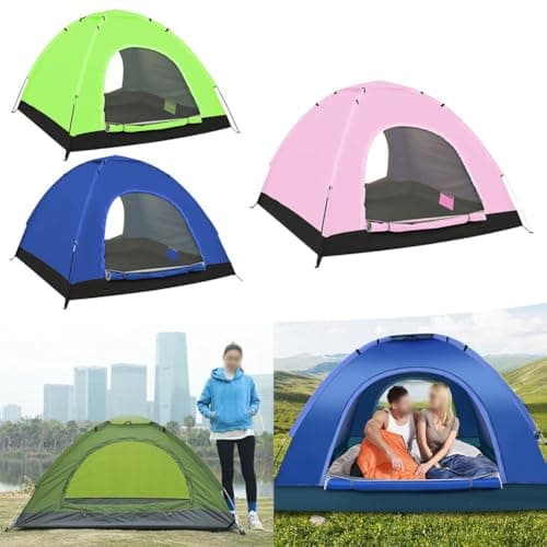 Ultralight Camping Tents, 2-3 Person Portable Camping Tents, Windproof & Waterproof Dome Tent, up tent with 2 Mesh Doors, dryness comfort, For Garden, Outdoor, Hiking And Backpacking Trips(Pink) — view 4