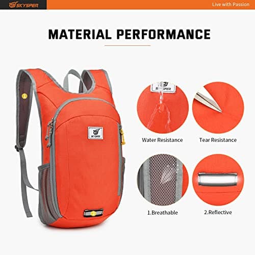 SKYSPER Small Daypack 10L Hiking Backpack Packable Lightweight Travel Compact Foldable Rucksack for Women Men(Orange) — view 4