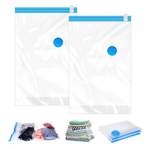 2Pack Vacuum Storage Bags for Clothes, 40x60cm Travel Space Saver