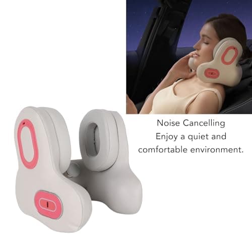 Heating U Shaped Travel Pillow with Noise Canceling Bluetooth for Airplane Car - ABS Black — view 5