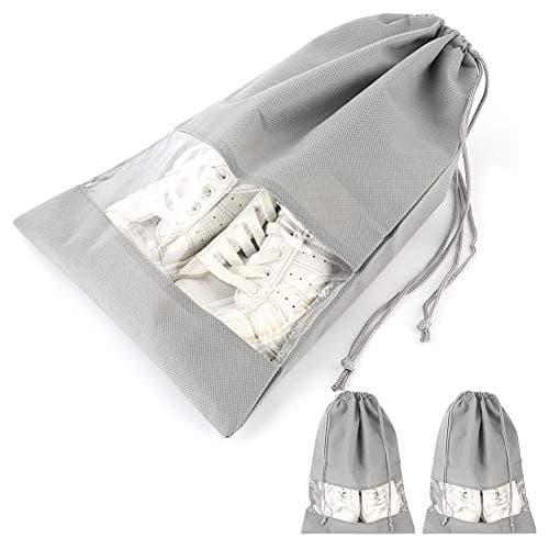 3Pcs Travel Non-Woven Shoe Storage Bag with Drawst and Transparent Win for -Proof & Neat Organization (No Problem with Large-Size Printing of Cloth Shoe) (Non-Stirring Cloth Shoe Bag Medium Size no)