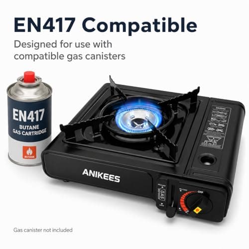 ANIKEES Portable Camping Stove with Carry Case, EN417 Compatible Gas Cooker, Automatic Ignition & Adjustable Heat, Compact Butane Stove for Camping, Fishing, Hiking & Outdoor Cooking — view 5
