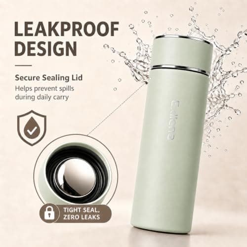 【Upgraded】 Exllena Small 500ml Water Bottle for Handbag – Small Flask for Hot & Cold Drinks, Perfect Small Insulated Water Bottle for Travel, Milk, Coffee...(Mint-Green) — view 3