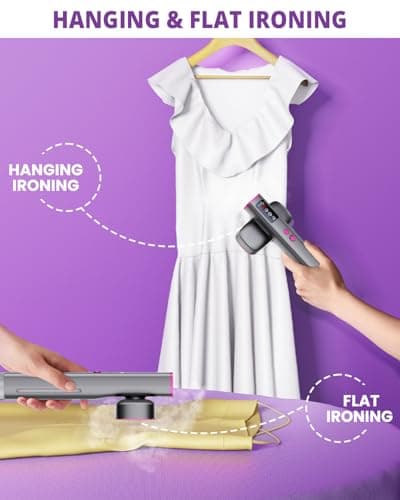 GROBELL Travel Garment Steamer for Clothes: 100V-220V Dual Voltage Hand Portable Hand Held 2 In 1, 20s Smart Fast Heat Up Handheld Clothing Steamer, 4 Modes with LED Display, Global Travel Size — view 6