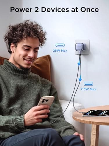UGREEN 35W USB C Charger Plug with Universal UK to EU Travel Adapter, Compact Dual Port Fast Charging Travel Kit for iPhone Samsung Europe Travel — view 2