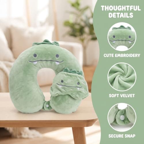 Elovara Soft U Shaped Airplane Pillow for Travel with Cute Sleep Eye Mask — view 4
