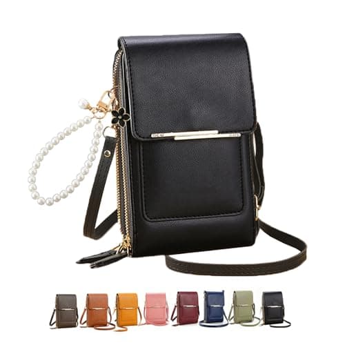 OADAA 2026 New Anti-Theft Leather Bag for Women, Touchscreen Phone Crossbody Bag for Women, Touchscreen Crossbody Purse with 1Pc Keychain (Black)