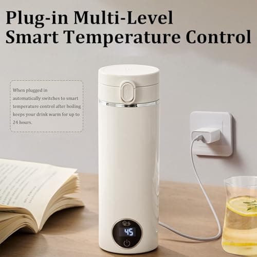 500ml Portable Travel Kettle,USB-C Electric Water Heater, Portable Electric Kettle with Carry Handle & 6 Adjustable Temperature Settings, Dual Power Modes for Home Travel & Car — view 5