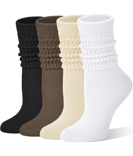Tialfas Slouch Socks Womens Cotton Winter 4 Pairs Thick Thermal Gifts