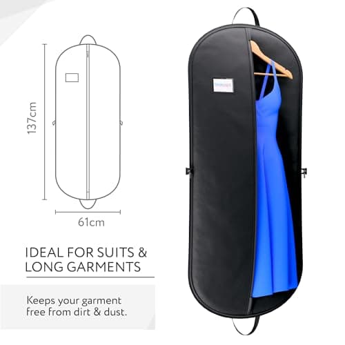 Hangerworld 54 Inch Zipped Black Suit Cover Travel Carrier Bag with Handles – Full-Length Zip and Secure Closure for On-The-Go — view 4